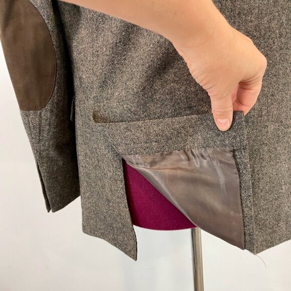 Calvin Klein Vintage Brown Tweed Wool Blazer Sports Coat Patch Elbow sz 42R - Picture 4 of 10